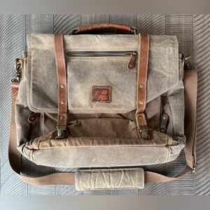 Vintage ZB Brown Canvas & Leather Adjustable Straps Messenger Bag